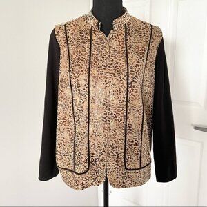 TanJay  Leopard Print Knitted Full Zip Jacket